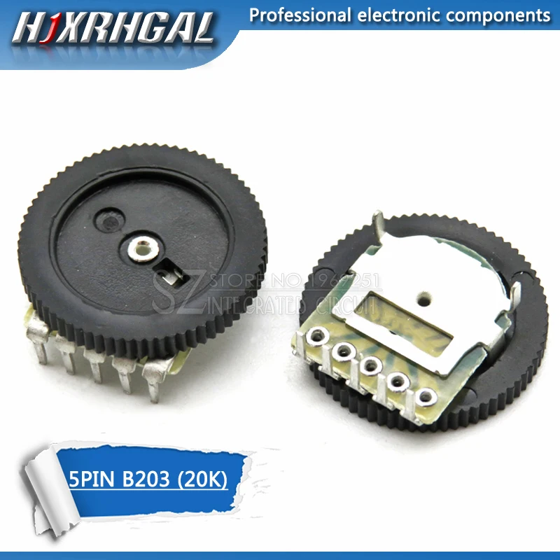 10pcs Double Gear tuning potentiometer B203 20K 5Pin 16*2mm Dial