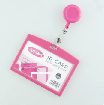 

1pcs Hot Pink Color Retractable Badge Reel For Office Work Name Card Holder Ski Pass ID Bus Card Holder Horizontal Style
