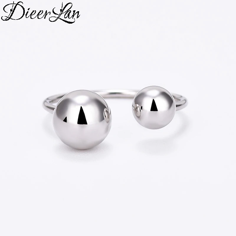

DIEERLAN Exaggerated Personality 925 Sterling Silver Beads Ball Rings for Women Bohemian Vintage Adjustable Antique Ring Anillos