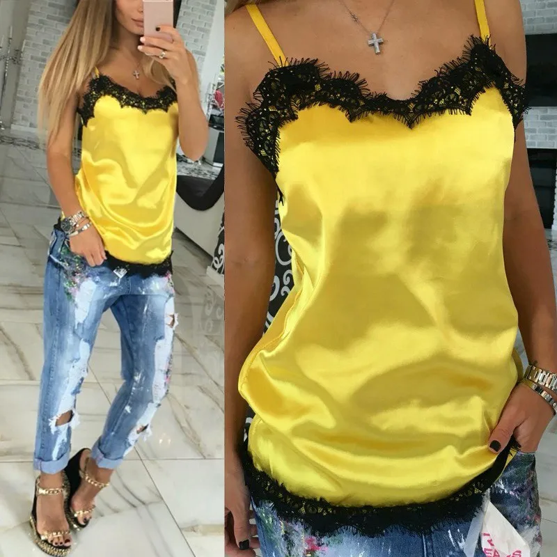 

Fashion Sexy Women Camisoles Summer Casual Lace Patchwork Vest Tops Sleeveless Tank Tops T-Shirt new