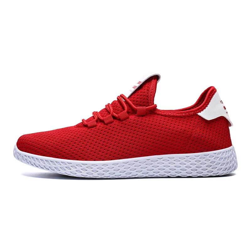 Новые летние мужские кроссовки для бега удобная спортивная обувь в стиле лофт мужские кроссовки Нескользящие повседневные кроссовки на шнуровке Размер 39-46 - Цвет: red