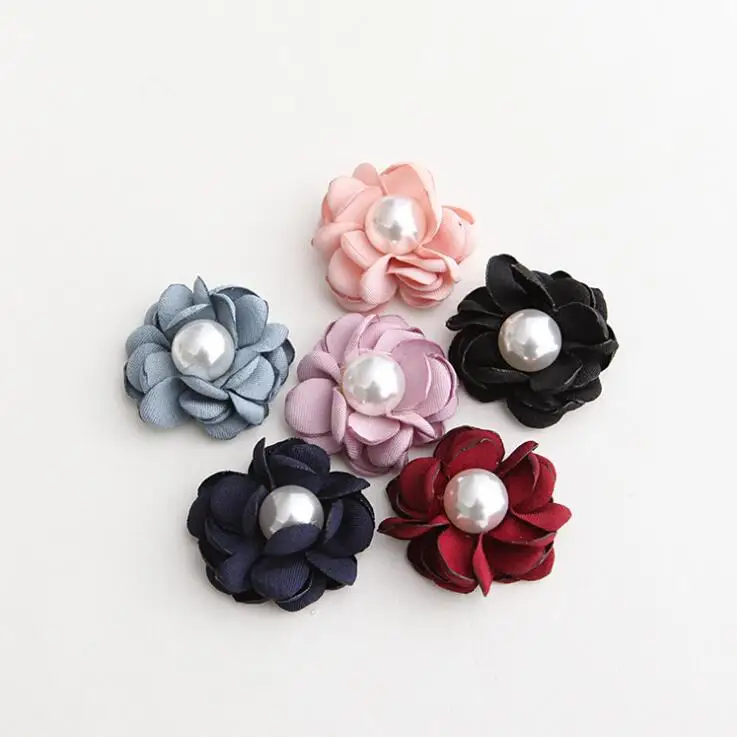 5 шт./партия 3D корейская ткань жемчуг центр цветы для DIY аксессуары для волос ручной работы броши материал рукоделие поставки