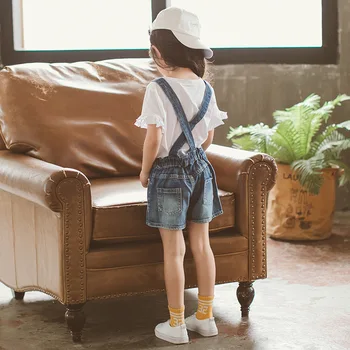 Korean Style Kids Overalls Summer Boys Girls Denim Shorts Jeans Tollder Rompers Children Clothes Jumpsuit Child Clothing Z976 4