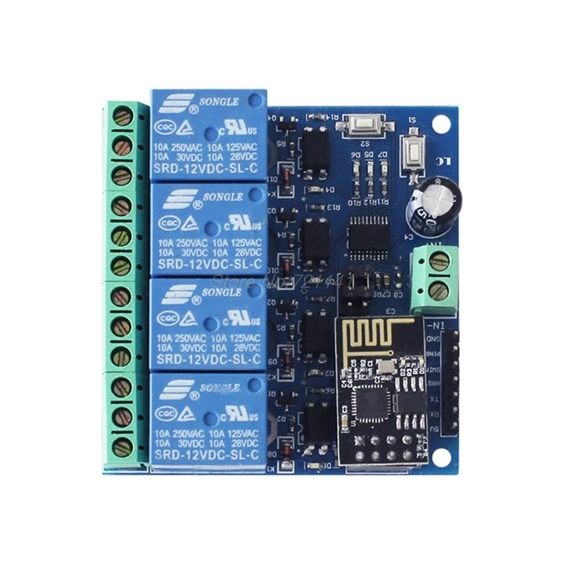 4 Канальный Релейный модуль постоянного тока 12 В ESP8266 и Wi Fi для умного дома