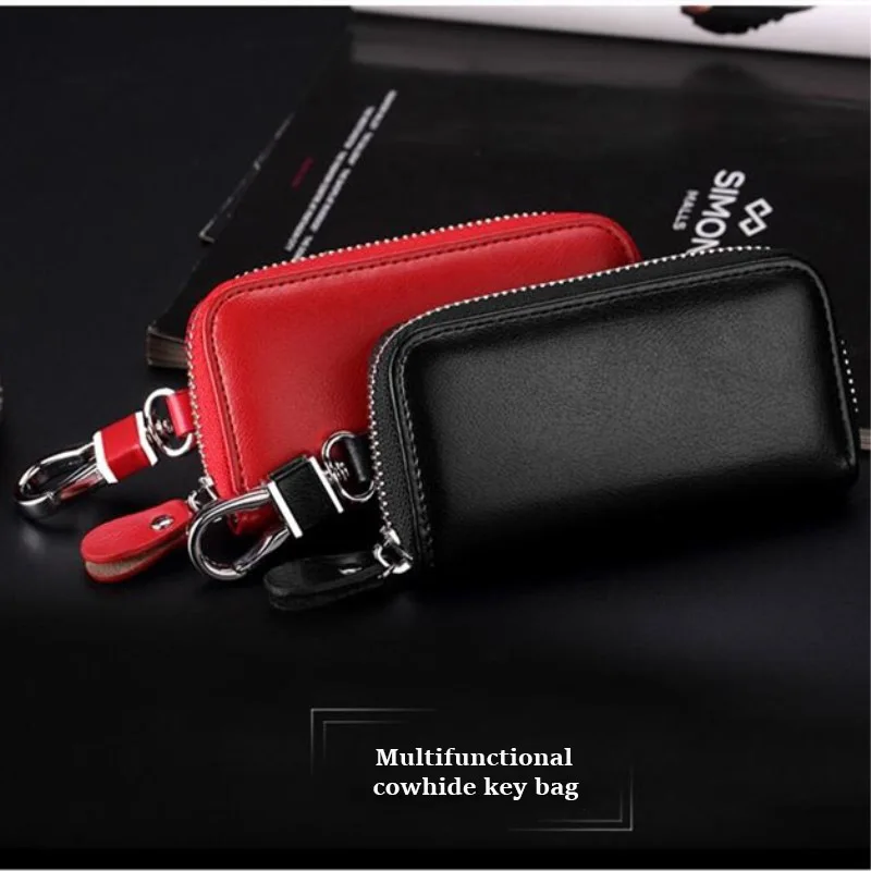 

Hot high-capacity car key case leather zipper men key bag organizer women key cover for audi opel bmw e60 alfa romeo accessories