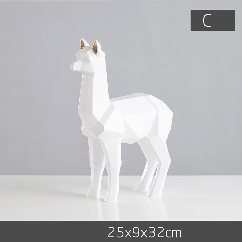 Nordic Альпака трава китайский мем "Mud Horse" с геометрическим принтом «животное» из смолы модель украшения дома Гостиная украшения Дисплей Desktop ремесла домашнего декора - Цвет: as the picture shows