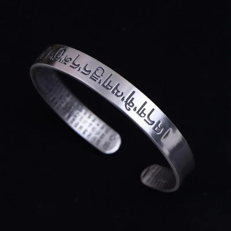 Sanskrit Six Words Bangles For Women And Men 999 Pure Silver Opening Cuff Bracelet Lovers Om Mani Padme Hum Buddhism Jewelry Sanskrit Six Words Bangles For Women And Men 999 Pure Silver Opening Cuff Bracelet Lovers Om Mani Padme Hum Buddhism Jewelry