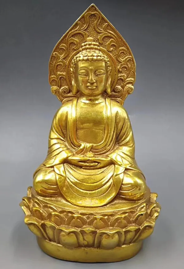 

China Hand Carved brass Sakyamuni crafts Buddha Statue