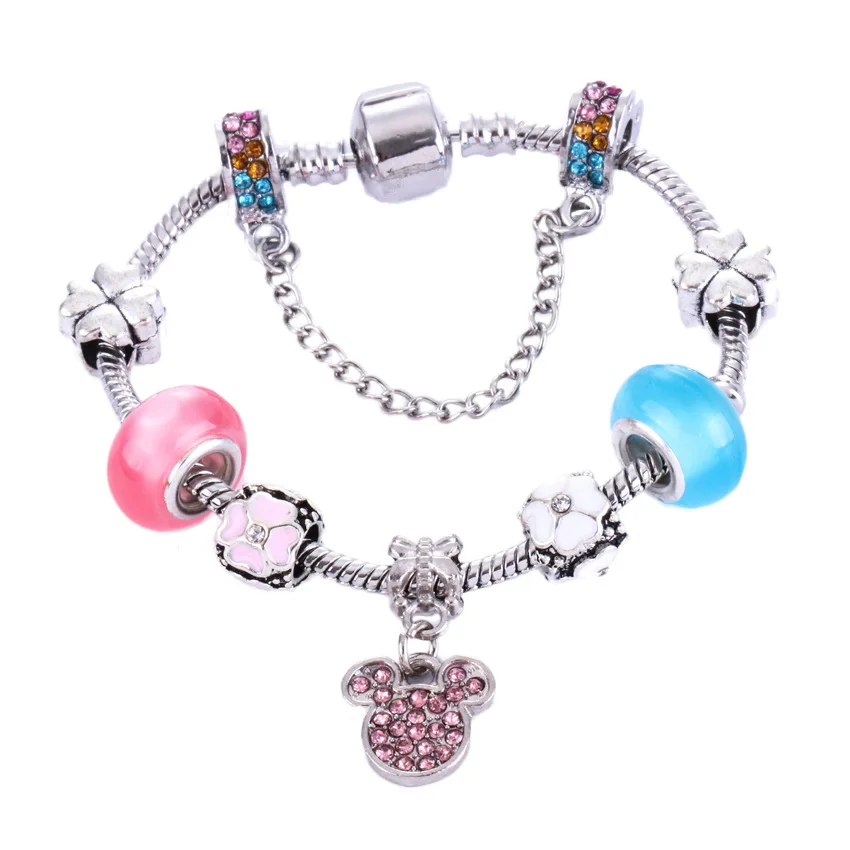 

Disney Mickey mouse Cartoon Bracelet Women Bracelet Accessories Doll Pendant lady Jewelry Minnie Accessories Party gift souvenir