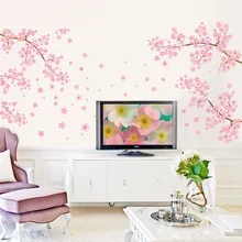 Розовый Цветок сакуры 60x90 см наклейки на стену спальни домашний Декор ПВХ настенные наклейки Декоративные Обои diy Фреска художественный плакат