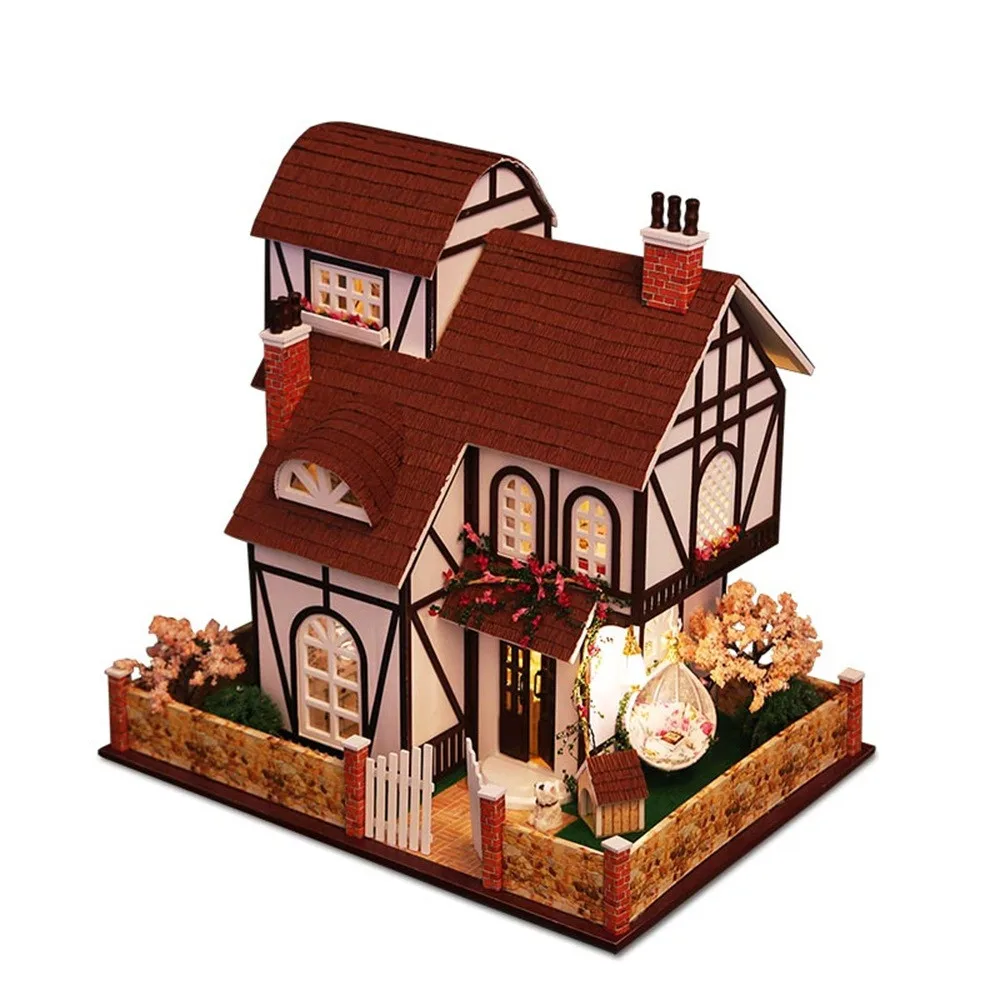 

3D Wooden DIY Miniature House Furniture LED House Puzzle Decorate Creative Gifts For new arrival