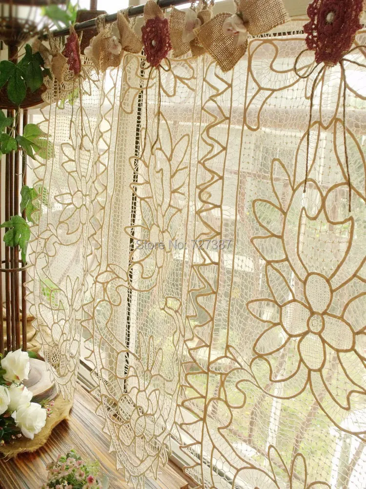 Custom Vintage Lace Valance Burlap Curtain Shabby Cottage Chic