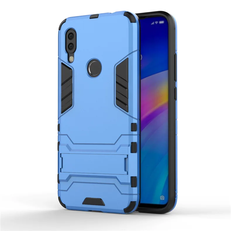 Синий Для Xiaomi Redmi 7 2 в 1 противоударный защитный чехол для телефона задняя защитная крышка для Redmi Note 7 - Цвет: Синий