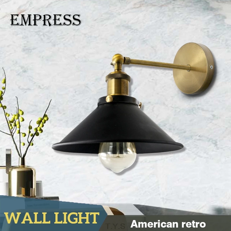 

Retro Loft Wall Lamp Industry Vintage Metal Lampshade Sconces Edison Bulbs Wall Light Fixtures Night Light For Stairs Bedroom