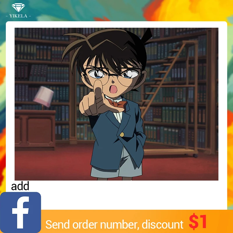 

Full Square DIY 5D Diamond Painting Detective Conan Picture Of Rhinestone 3D Mosaic Diamond Embroidery Home Decor Gifts Custom