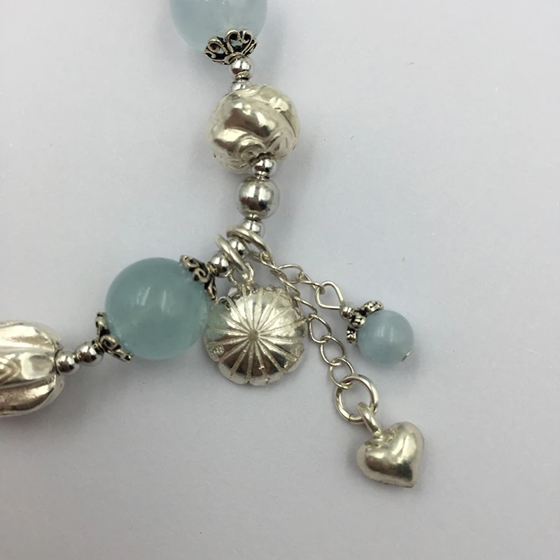 Sinya Natural Aquamarine Bracelet in 925 sterling silver blue crystal elastic bangles for Lover women ladies Mum best gift 2018  (17)