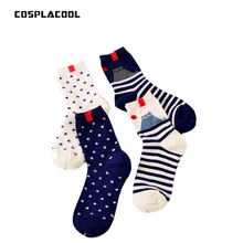 COSPLACOOL/Новинка года; милые женские носки в японском стиле Харадзюку в горошек и полоску; сезон осень-зима; забавные носки без пятки; calcetines