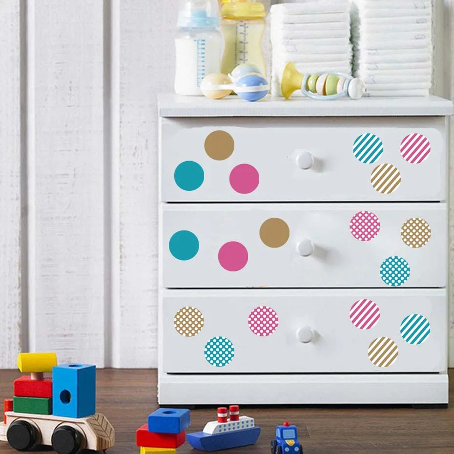 Watercolor Dots Windows Wall Sticker Polka Mixed Colorful Multiple Patterned Decals Home Decoration For Kids Room Christmas Gift