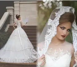 Vestido de noiva новые элегантные свадебные платья 2019 с круглым вырезом без рукавов Часовня бальное платье для процессии приложения вуаль