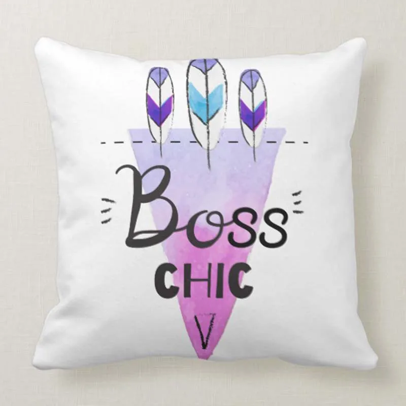 Boss Chic Throw Подушка домашний декор подушка для богемной подушки Чехол диване/диван/спальня/гостиная/кухня/автомобиль 18x18 дюймов - Цвет: Черный