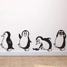 Autocollants muraux mignons avec petit pingouin, décoration pour la maison, salon ou enfant, décalcomanies d'animaux
