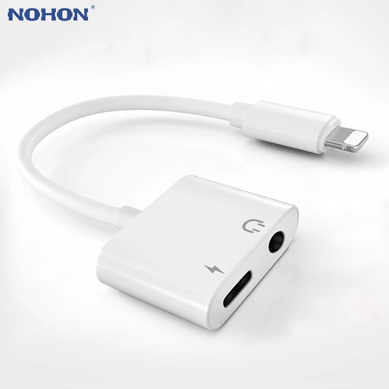 

2 in 1 Aux Audio Charging Adapter 3.5mm Jack Connector Earphone Headphone Cable For iPhone Xs Max Xr X 8 7 Plus Charger Splitter