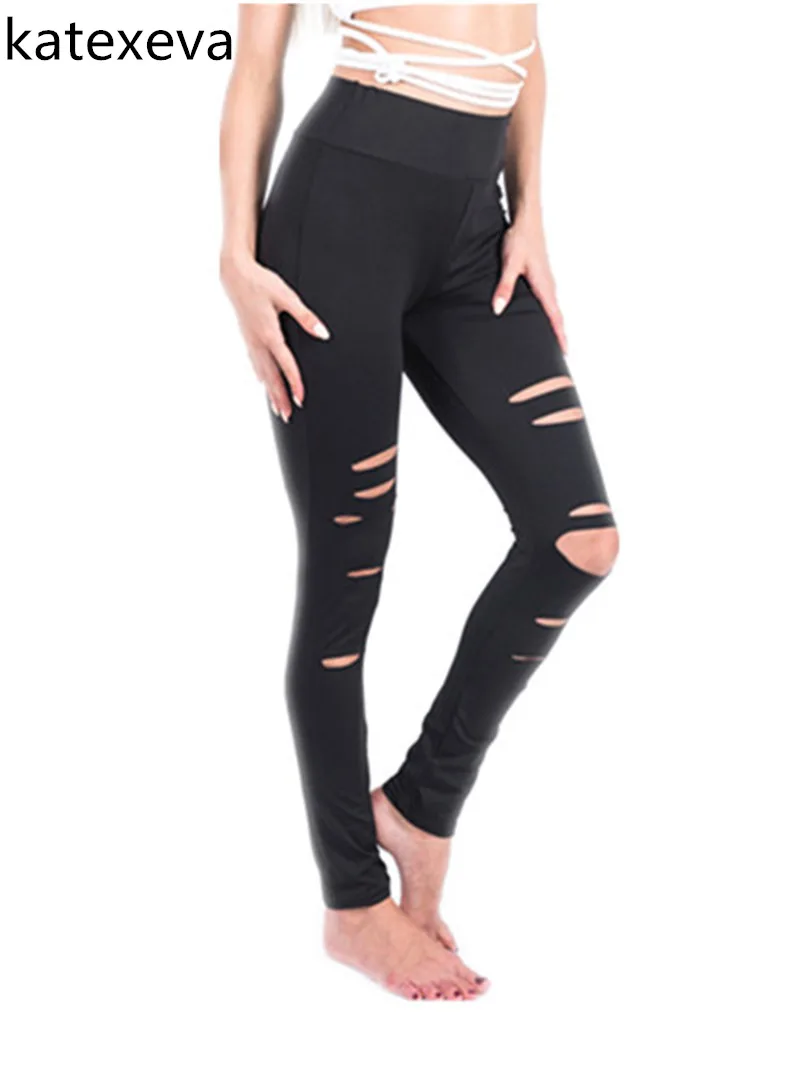 Katexeva Summer Womens Leggings Irregular Hole Hollow Leggins Sexy