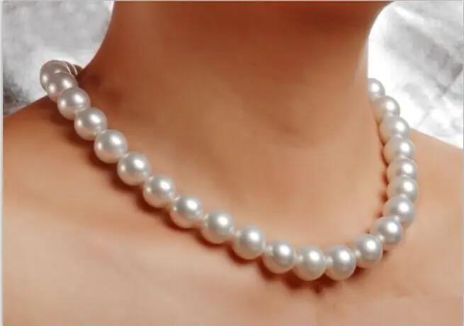 

natural 10mm south sea white pearl necklace 17.5inch (9.13)