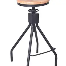 Регулируемый барный стул с высотой, вращающееся сиденье, дерево и металл, барные стулья, стулья промышленного стиля