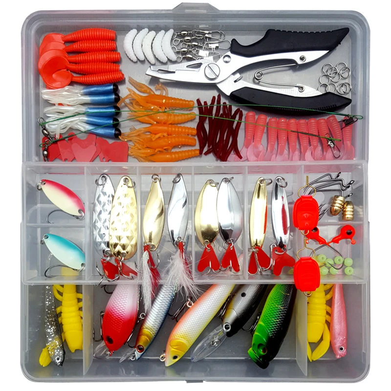 

Fishing Lures Lot Set Mixed Minnow/Popper Fish Lure Box Spinner Spoon Cebo Grip Hook Isca Artificial Bait Kit Pesca
