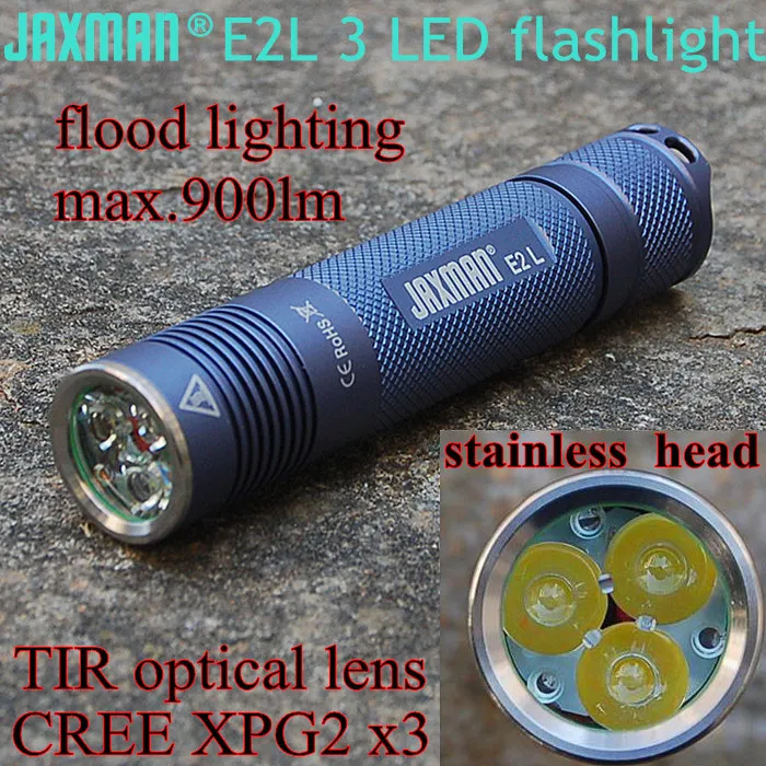 Фонарик JAXMAN E2L с 3 светодиодами и линзами TIR фонарик 18650 CREE XPG2 для кемпинга езды на