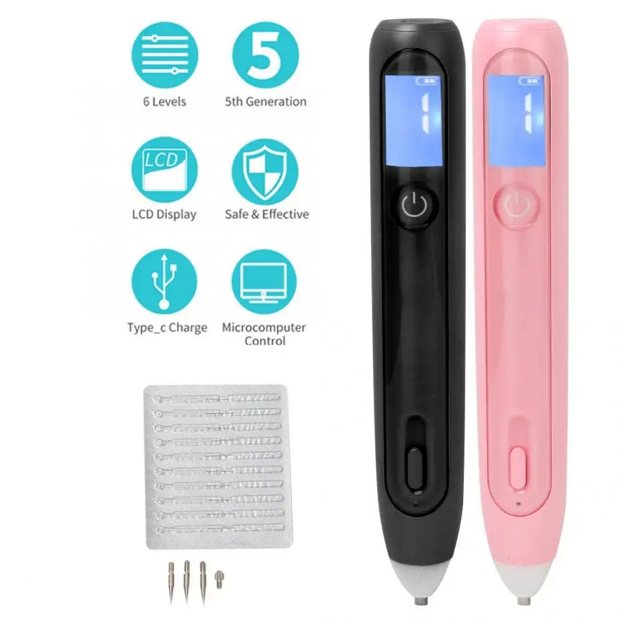 

Rechargeable Moles Removal Machine Spots Warts Removal Pen with LCD Dispaly 6-Level Face Skin Care Tools
