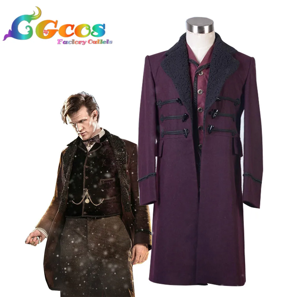 

CGCOS Free Ship Cosplay Costume Doctor Who Eleventh 11th Peter Capaldi Long Windcoat New Stock Halloween Christmas Party Uniform