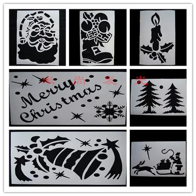 

Christmas snow spray pattern window glass door color ink-jet printing stencil