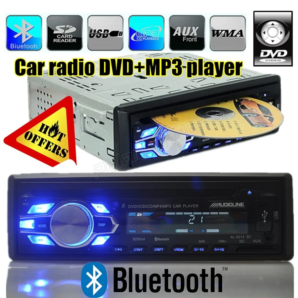  new car radio DVD VCD CD player built in bluetooth 12V audio DVD player car Radios stereo SD/USB/AUX IN 1 din in-dash handfree 