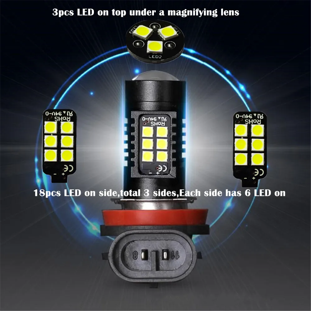 2 шт. H8 H11 светодиодные лампы HB4 Led HB3 9006 9005 противотуманный светильник s 1200LM 6000K 12V 24V белый светильник для автомобиля