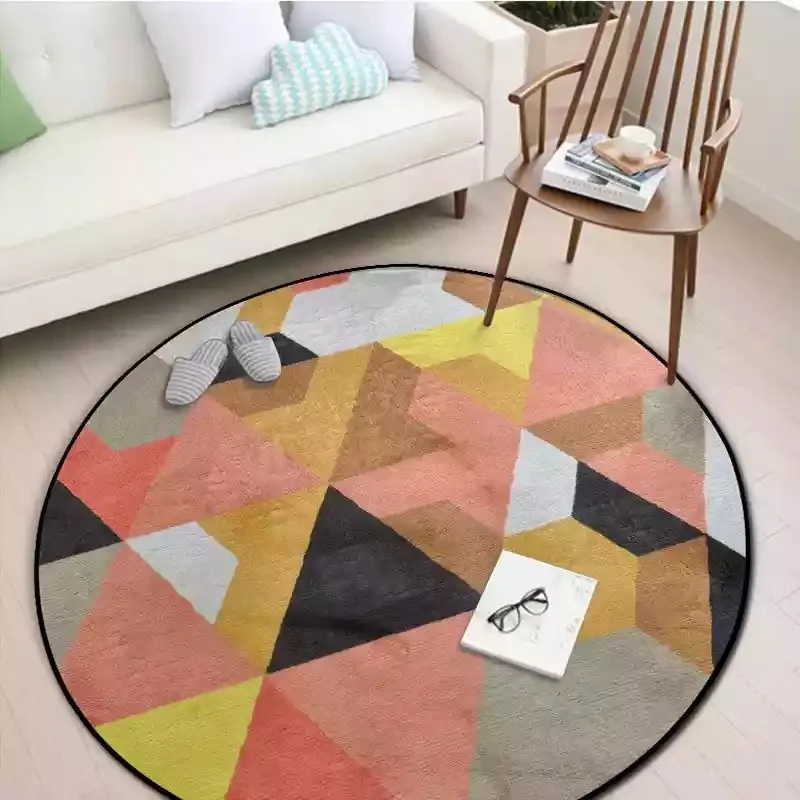 Круглые Соединенные ковры для спальни мягкие фланелевые ковры для гостиной Aubusson геометрический дизайн ковры Европа красочный круглый коврик