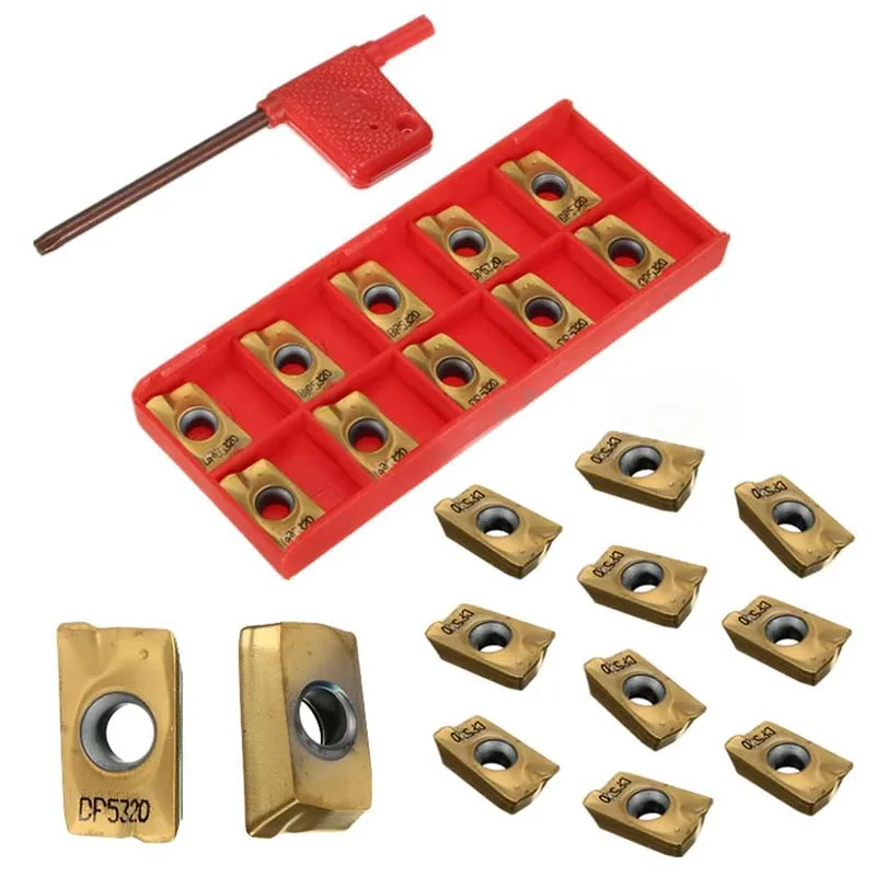 10pcs/set Carbide Indexable Insert APMT1604 DP5320 25R0.8 Gold Inserts