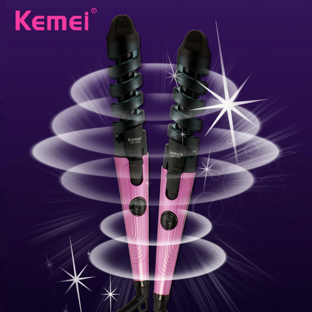 

Kemei Antiquemaduras Espiral Estilo Que Prensa Hierro Rizador De Pelo Rodillo Perm Aplanado Multifuncional Espiral Curling Iron