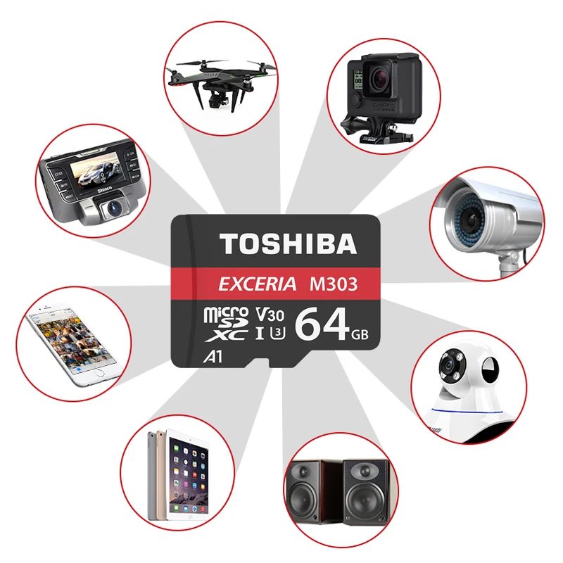 Toshiba EXCERIA M303 слот для карт памяти 256 ГБ 128 Гб 64 Гб U3 Class10 4K UltraHD V30 TF флеш-карты памяти Microsd карты 98 МБ/с. A1 microSDXC