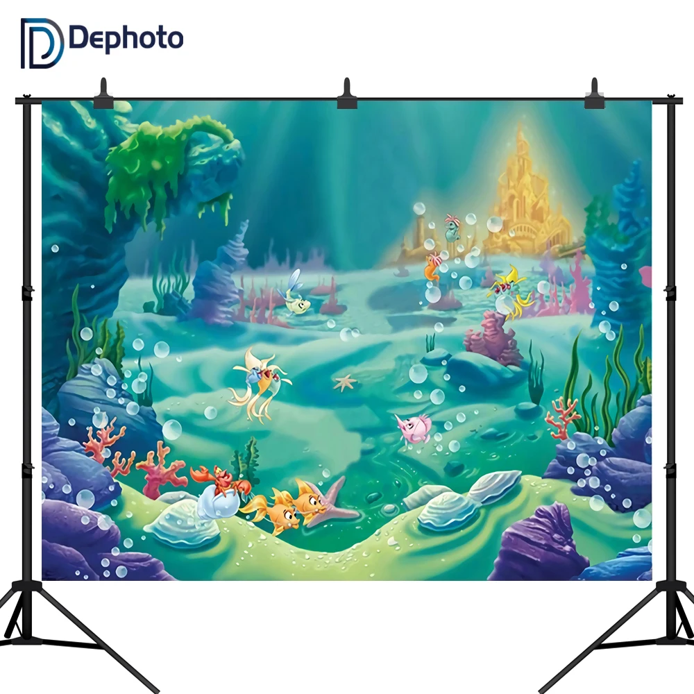 Dephoto Kleine Meerjungfrau Prinzessin Unter Meer Bett Burg Korallen Fotografie Hintergrund Baby Dusche Geburtstag Party Foto Hintergrund Background Aliexpress