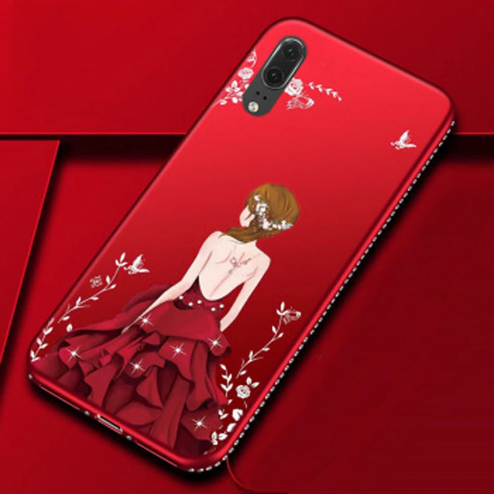 Свадебное платье Алмазный Бампер блестящий чехол для Huawei P20 Shining Mate 20 Pro 10 9 Lite Honor 8