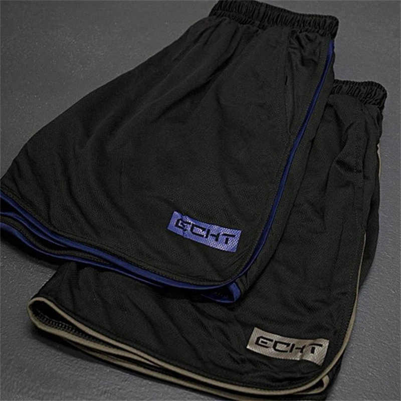 Летние мужские спортивные шорты для фитнеса Бодибилдинг Бег тренировки мужские облегающие короткие брюки до колена дышащие сетчатые спортивные штаны