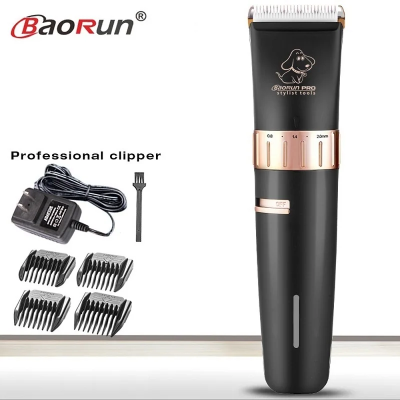 Baorun машинка для стрижки волос для собак электрическая перезаряжаемая машинка для стрижки кошек, животных, резак для удаления волос, бритва для Стрижки Набор расчесок 2000ма - Габаритные размеры: standard