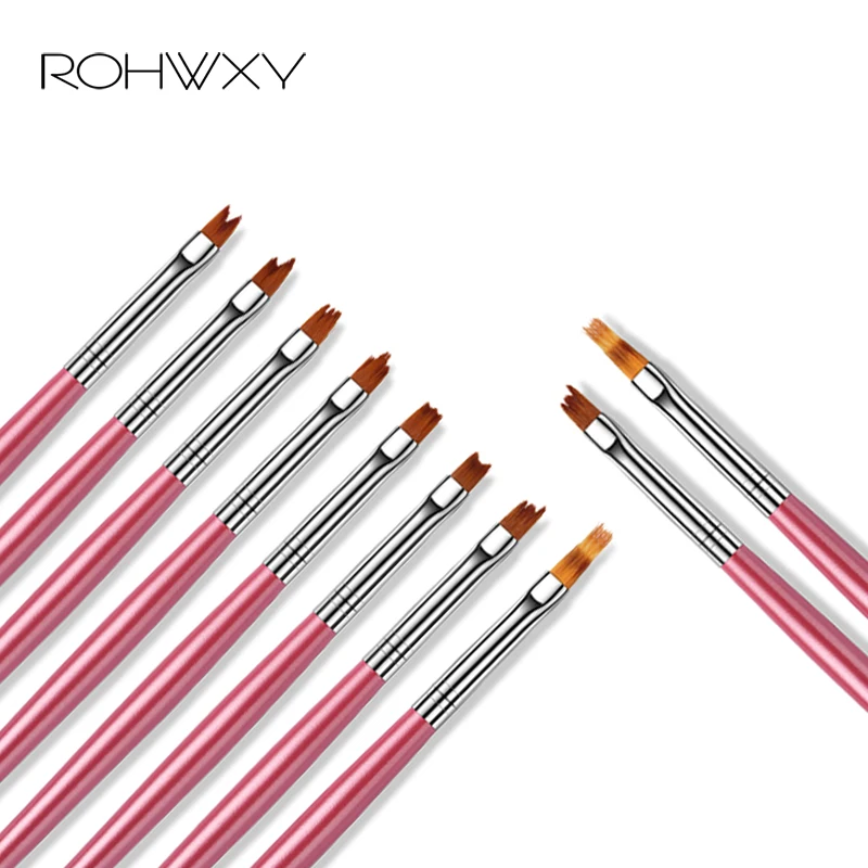 

ROHWXY Nail Brush Flat Ombre Gradient Nail Art Brush Pen Drawing Painting Tips Builder Acrylic UV Gel Polish Extension Design