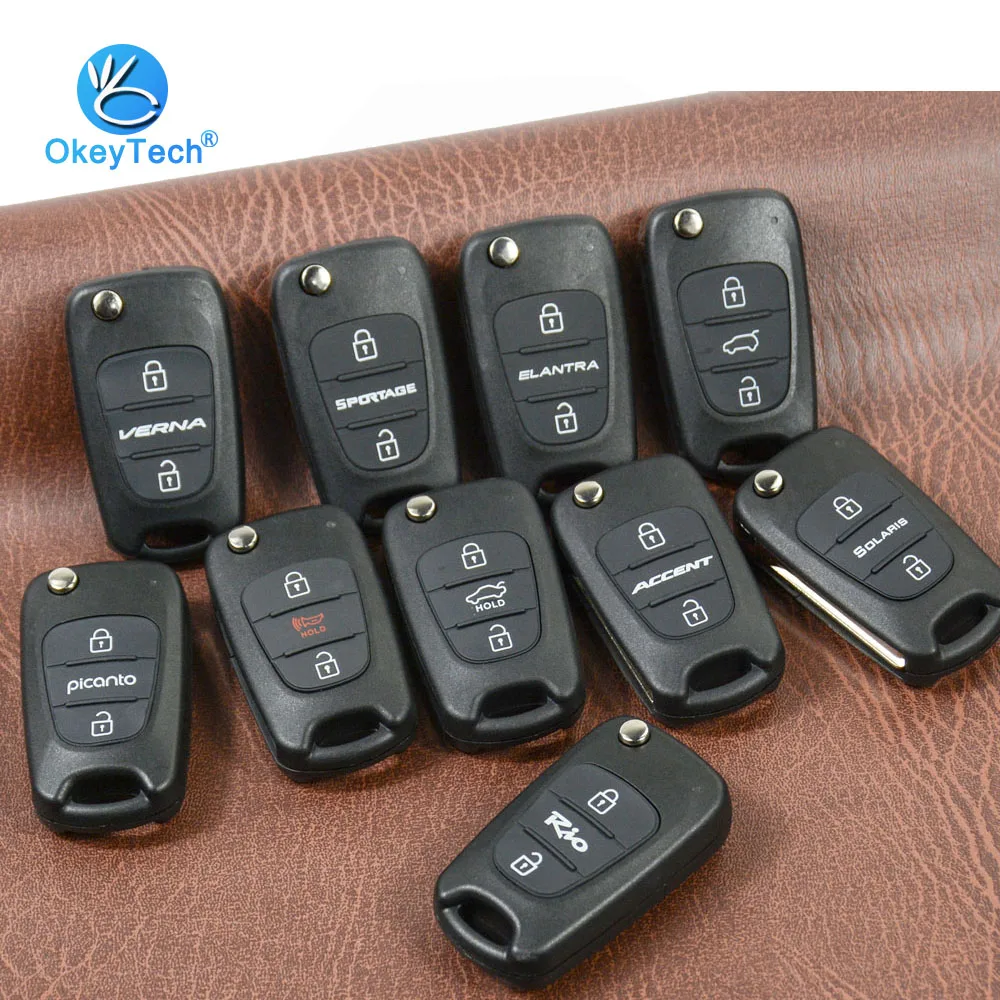 Чехол для ключа OkeyTech силиконовый чехол-книжка Hyundai Tucson ix25 ix35 Kia Ceed Rio 3 Sportage Сменный