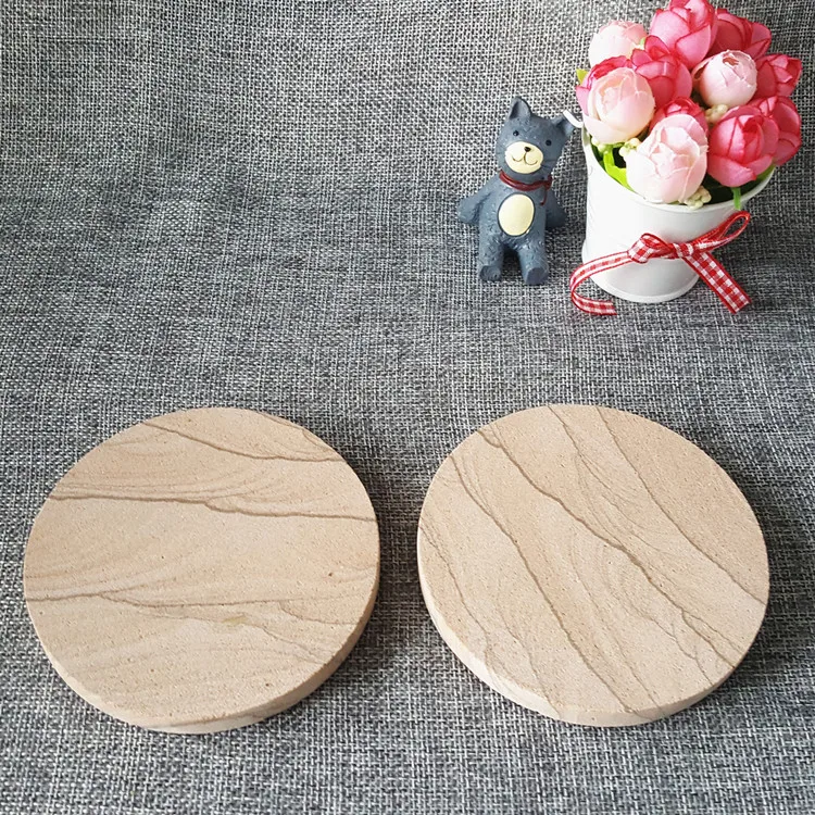 Gremstone Natural Sandstone Absorben Coasters For Drinks Set of 4