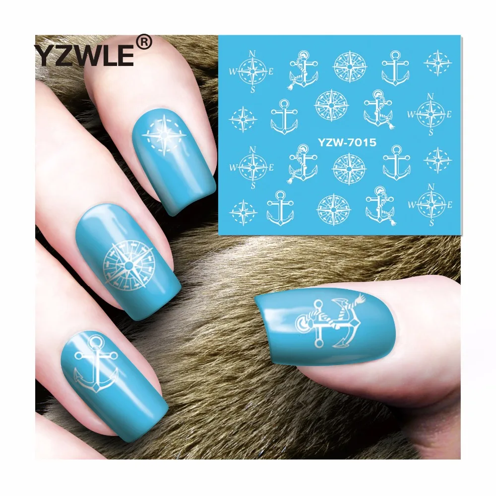 

YZWLE 1 Sheet DIY Decals Nails Art Water Transfer Printing Stickers Accessories For Manicure Salon YZW-7015