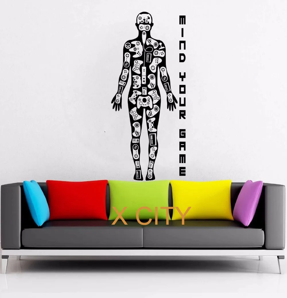 Video Games Gamer Body Xbox Playstation Wii WALL ART GRAPHIC STICKER DIE CUT VINYL DECAL HOME BEDROOM DECOR STENCIL MURAL | Дом и сад