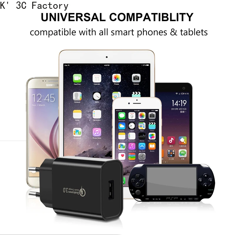 K' 3C 18 Вт Быстрая зарядка 3 0 USB зарядное устройство и QC 2 настенное для телефона